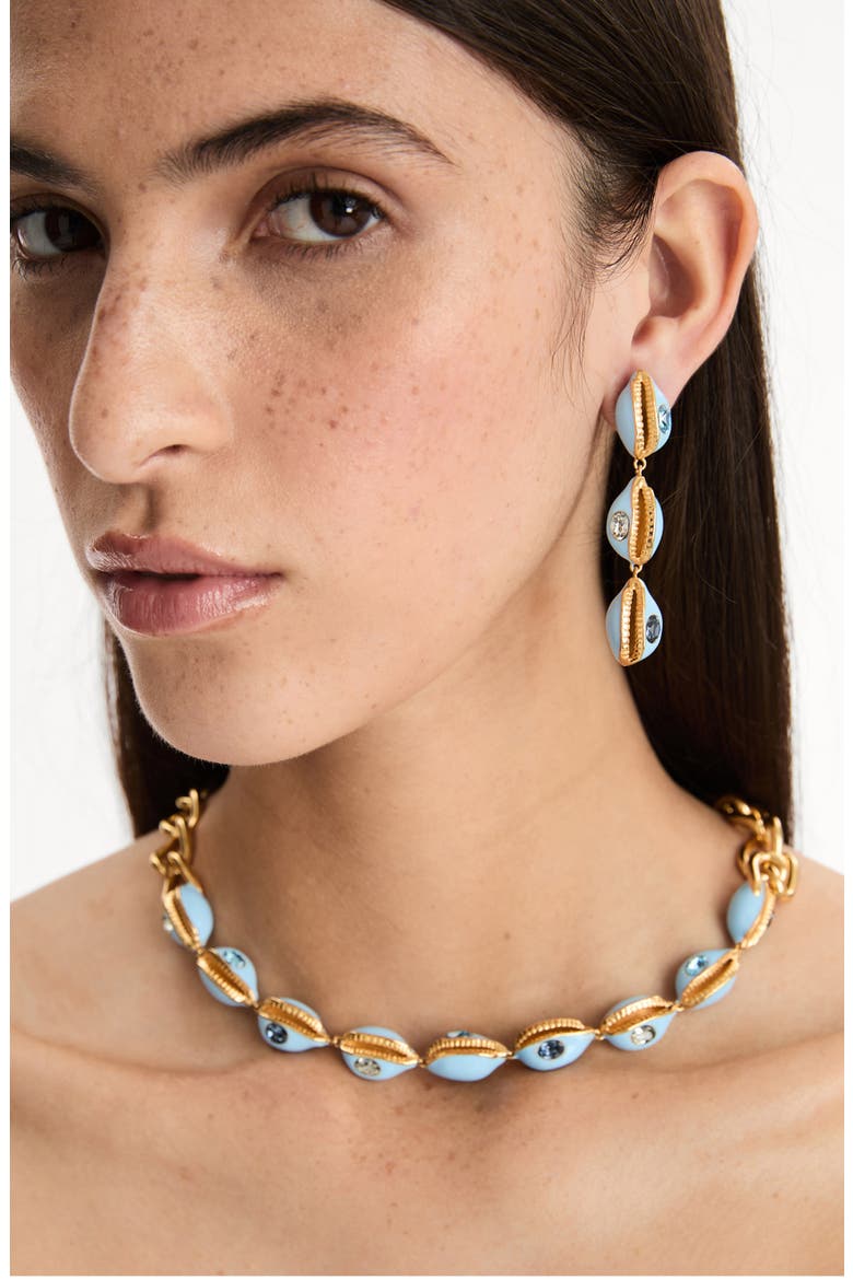 Cowrie Shell Collar Necklace, Alternate, color, SKY