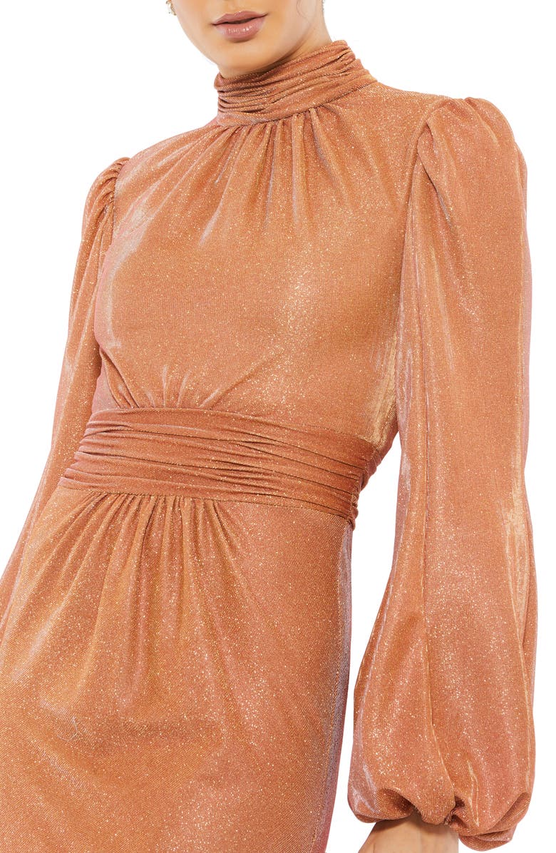 Mac Duggal Sparkle Balloon Sleeve Trumpet Gown, Alternate, color, 