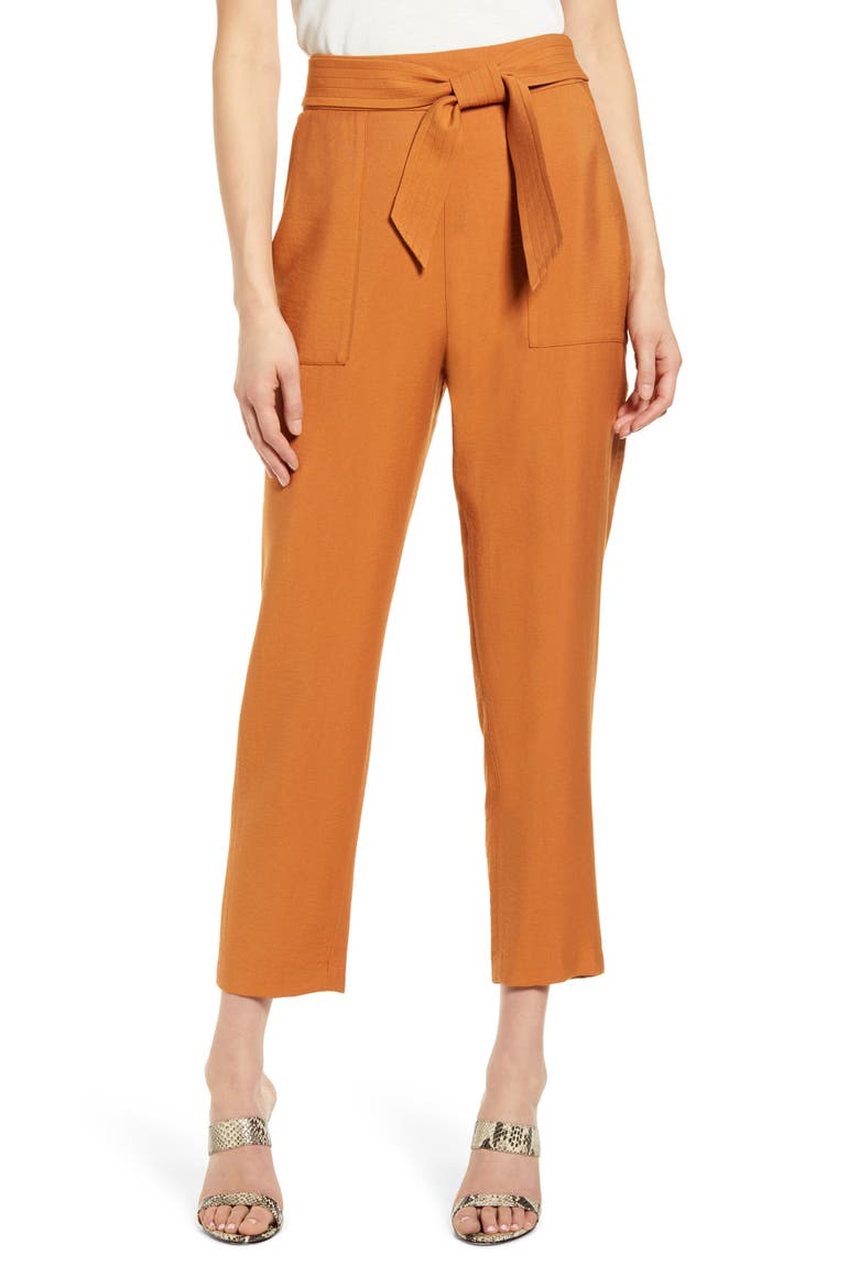Tie Waist Utility Pants, Main, color, TAN ADOBE
