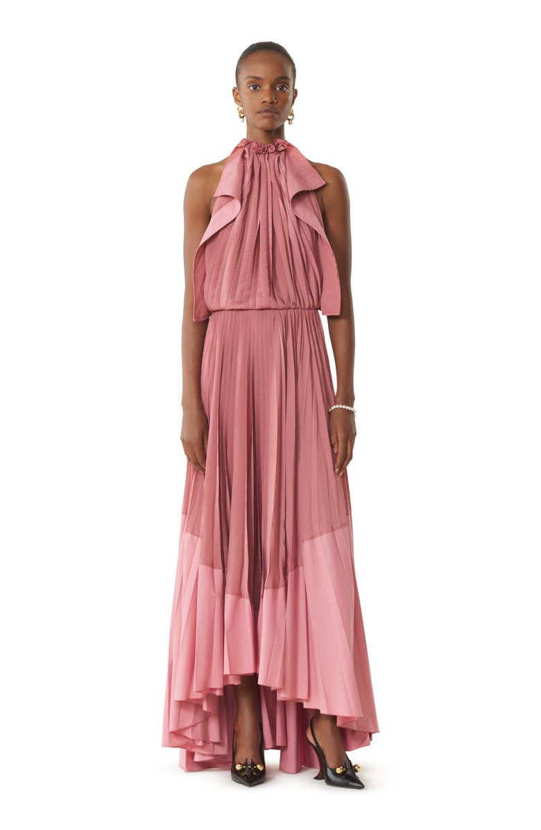Lanvin Pleated Dress In Charmeuse And Cotton, Main, color, Pink