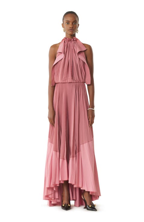 Pleated Dress In Charmeuse And Cotton