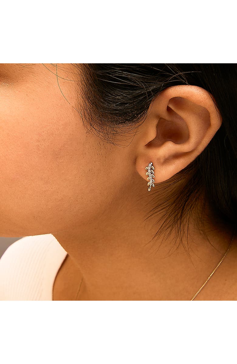 Haus of Brilliance 14K Yellow Gold 1/10 Cttw Diamond Leaf Drop Stud Earrings, Alternate, color, Yellow Gold