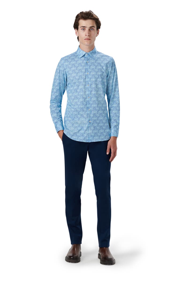 Bugatchi OoohCotton<sup>®</sup> Abstract Print Button-Up Shirt, Alternate, color, Air Blue
