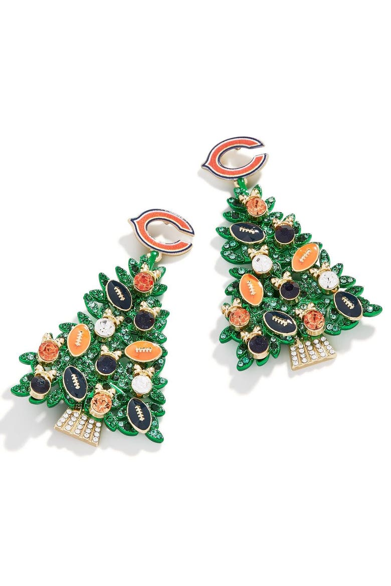 Women's BaubleBar Chicago Bears Tree Earrings, Main, color, Green