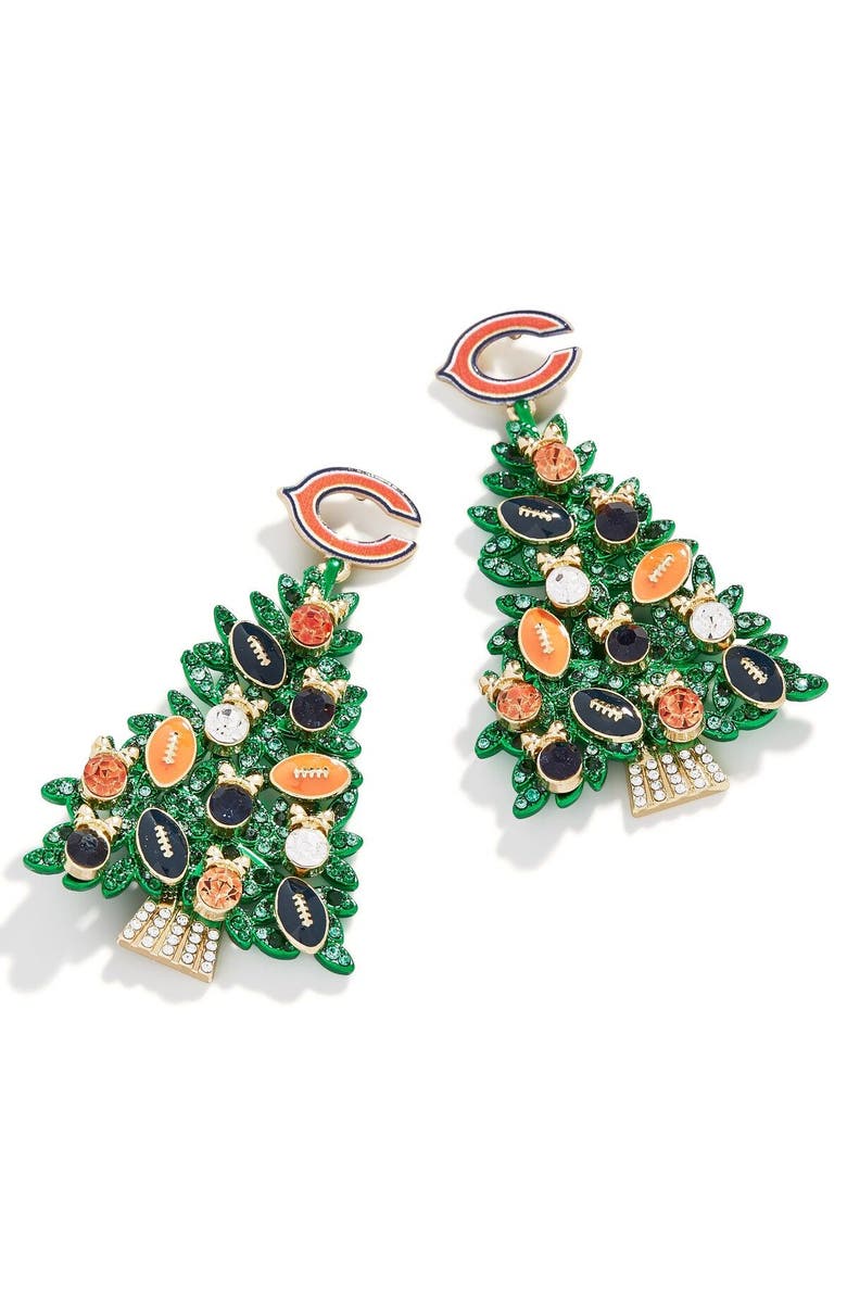 BaubleBar Women's BaubleBar Chicago Bears Tree Earrings, Main, color, Green