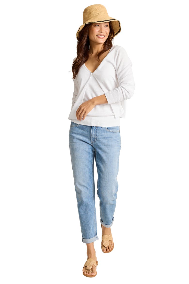Adeline Linen Blend Jersey Cardigan, Alternate, color, WHITE