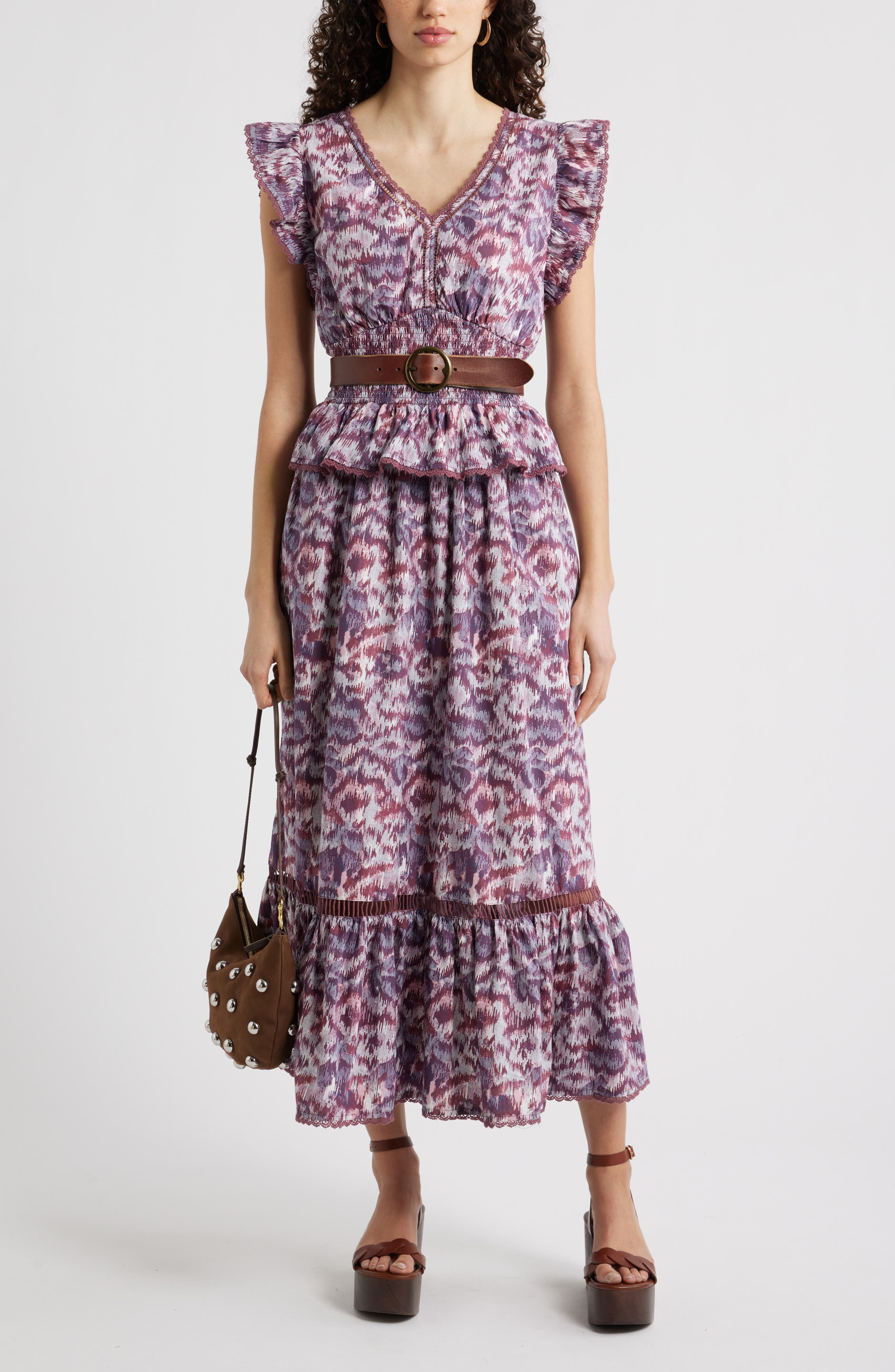 Floral Flutter Sleeve Peplum Dress - image 4