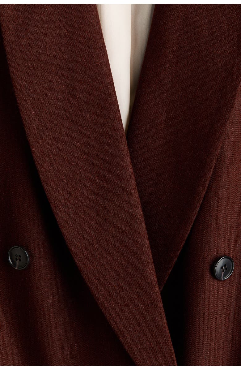 H&M Linen-blend blazer, Alternate, color, Dark Rust Brown