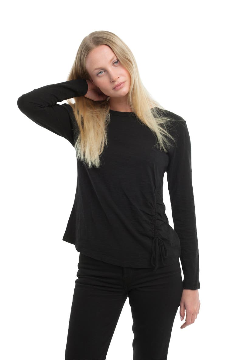 WILT Clothing Long Sleeve Ruched Side, Alternate, color, Black