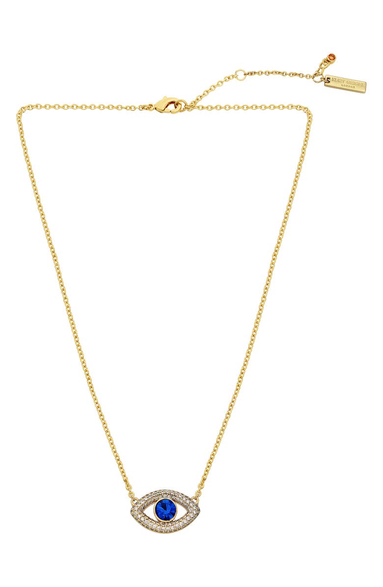 Kurt Geiger London Pavé Evil Eye Pendant Necklace, Main, color,