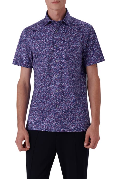 OoohCotton® Floral Short Sleeve Button-Up Shirt