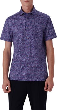 Bugatchi OoohCotton® Floral Short Sleeve Button-Up Shirt