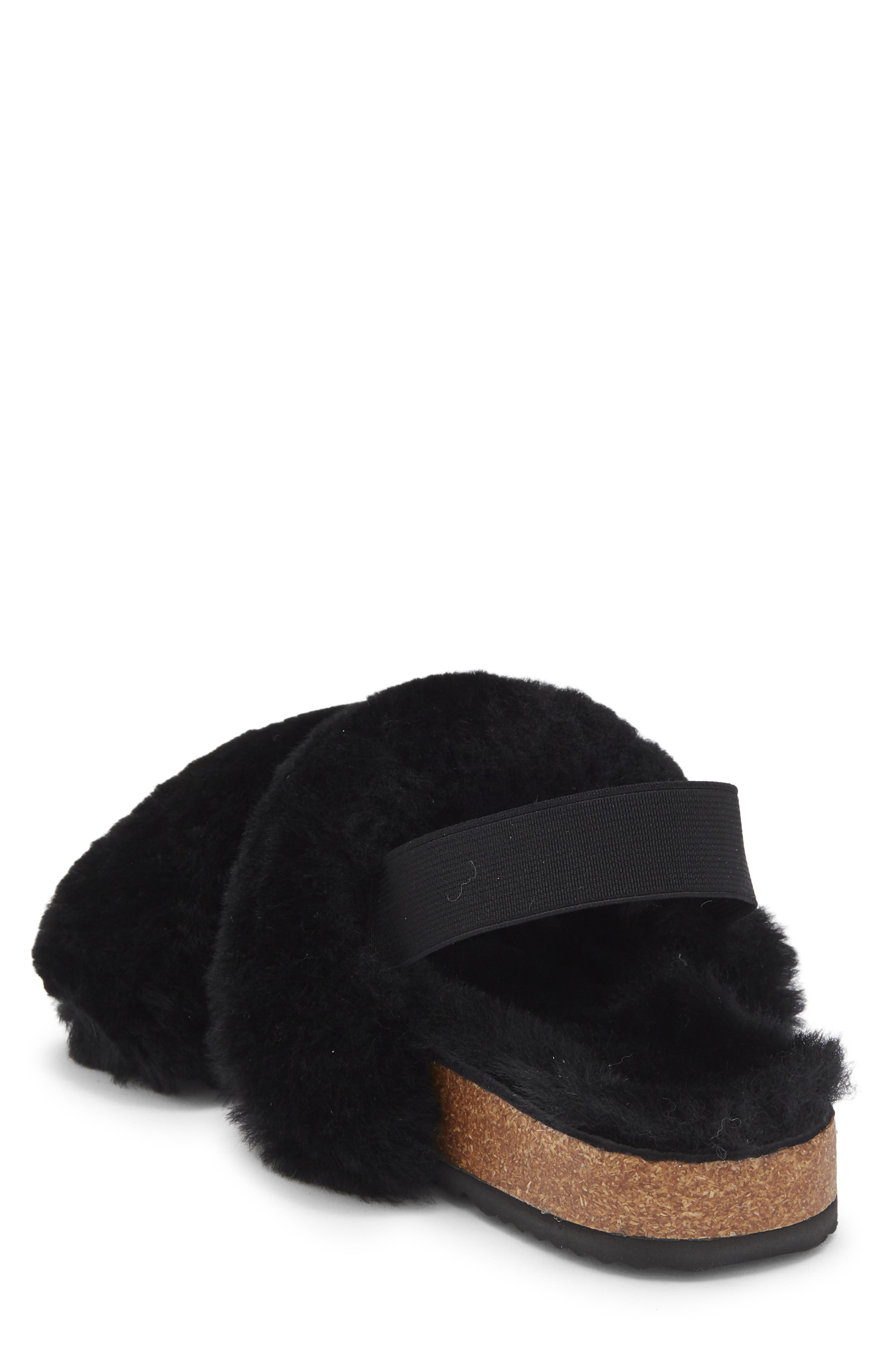 EZ Feet Genuine Shearing Two-Band Sandal, Alternate, color, Black