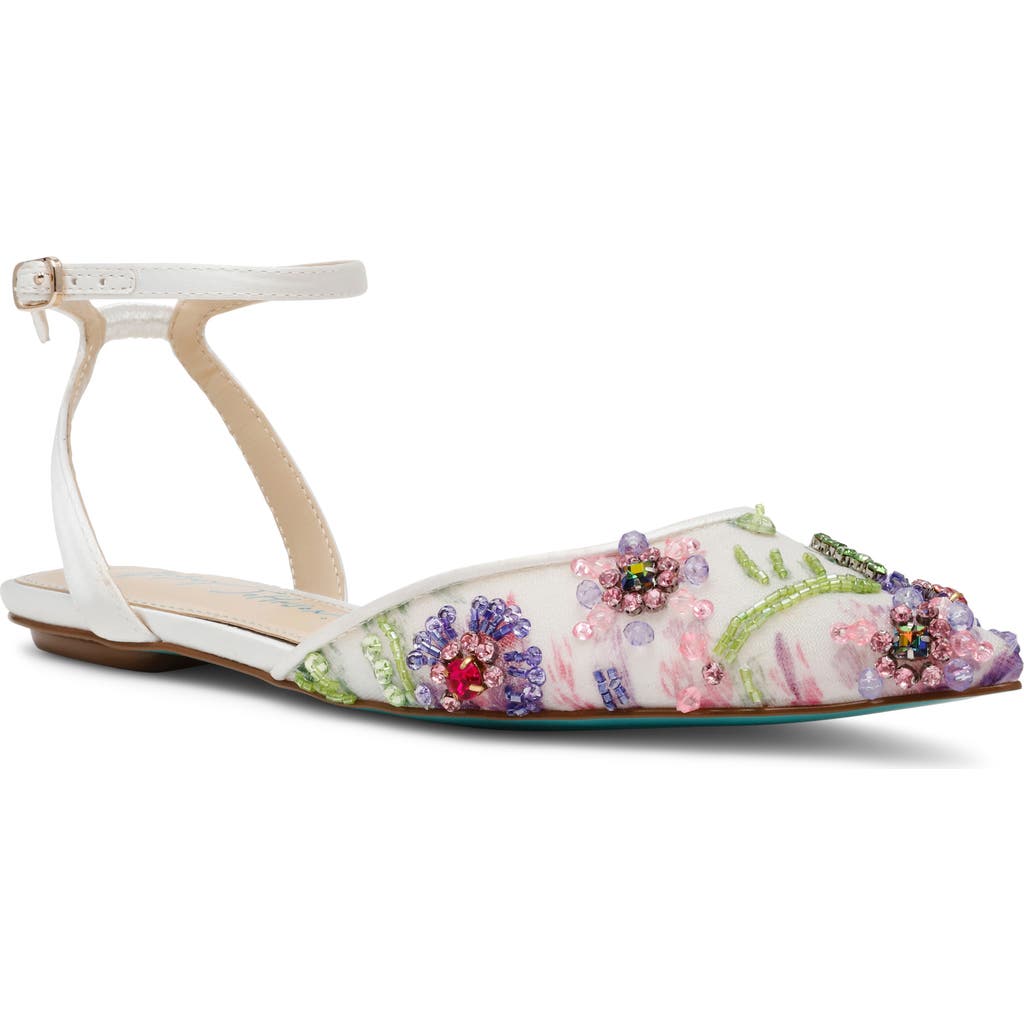 BETSEY JOHNSON BETSEY JOHNSON GARBO POINTED TOE ANKLE STRAP FLAT