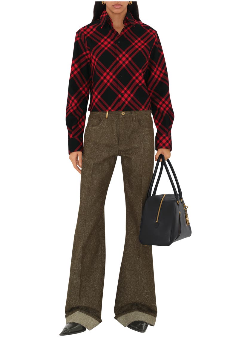 Burberry Cropped Check Cotton Shirt, Main, color, 