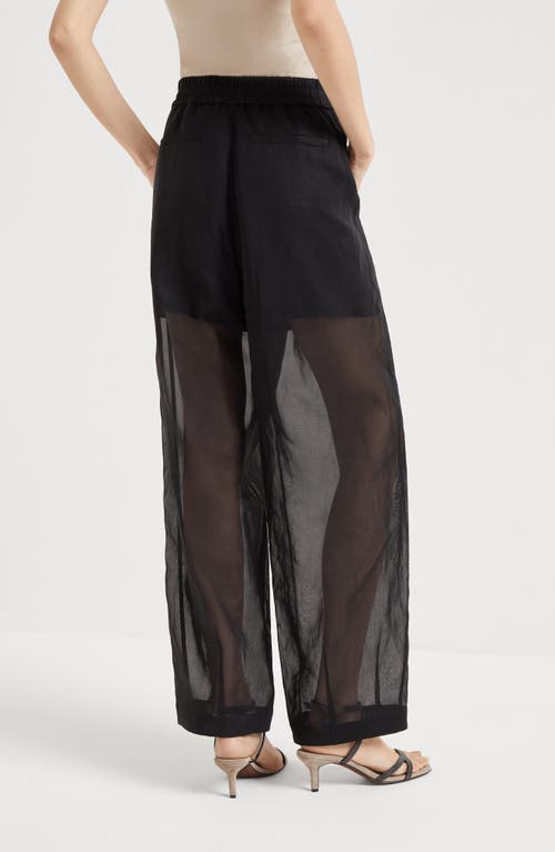 Brunello Cucinelli Women Black Organza Track Trousers In Black