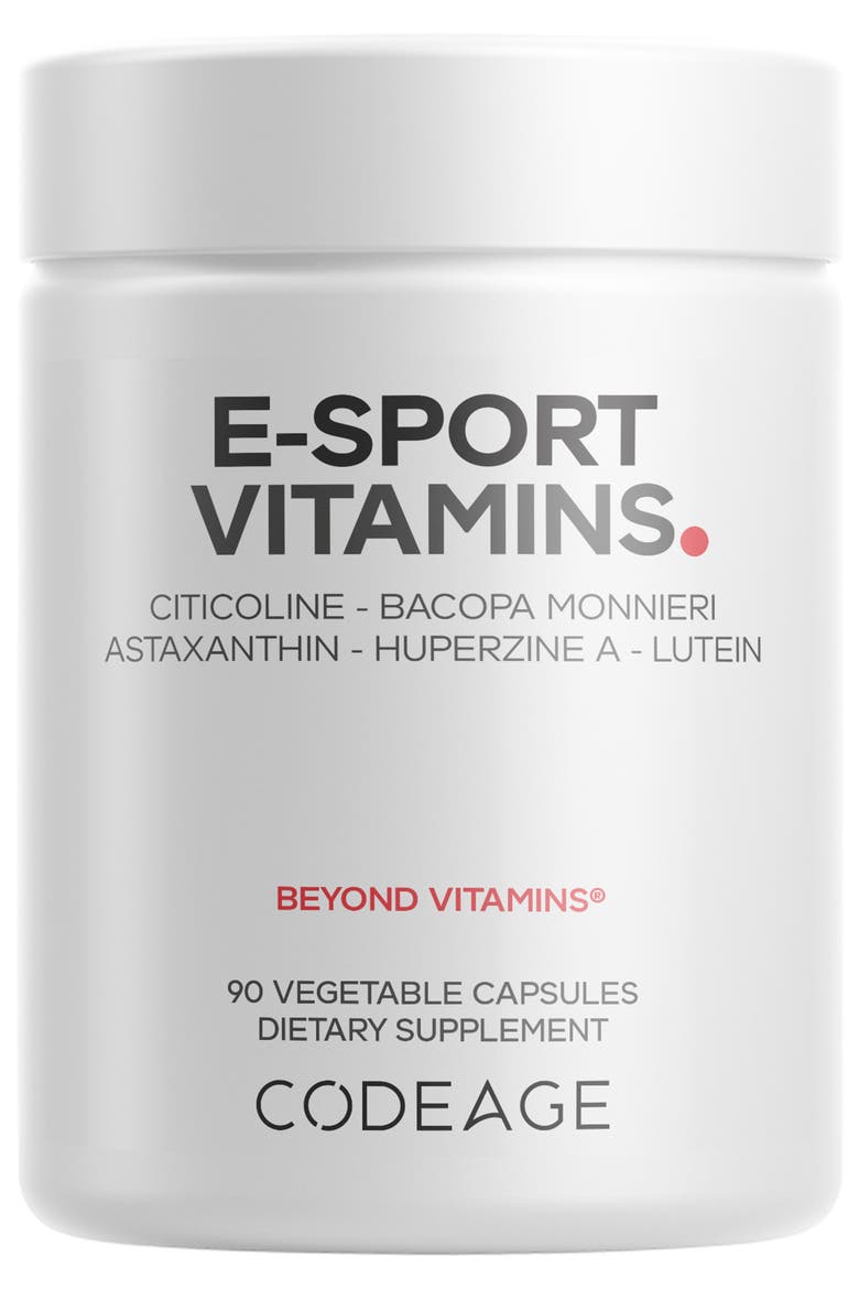 E-Sport Vitamins Citicoline Cognizin, Bacopa Monnieri, L-Theanine, Ginkgo, Lutein, Main, color, White