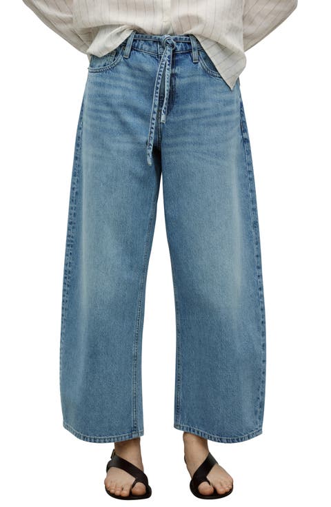 Tie Waist Wide Leg Jeans