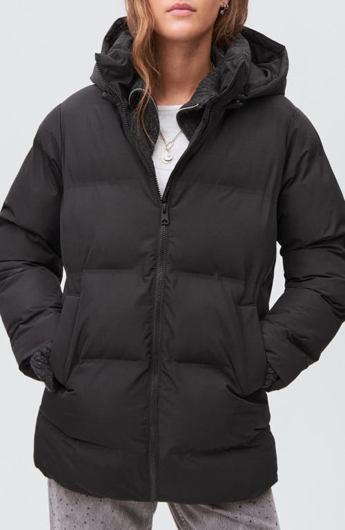 Mango Teen Hooded Puffer Coat In Black