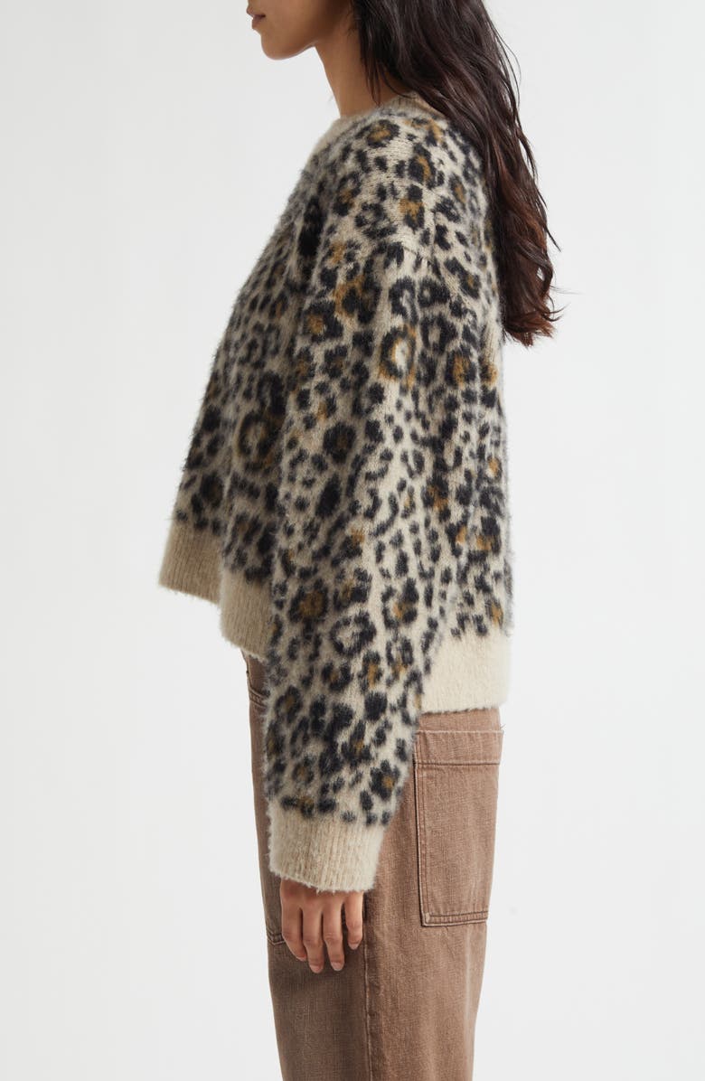Nili Lotan Zamira Leopard Print Cashmere & Silk Sweater, Alternate, color, Jute Leopard