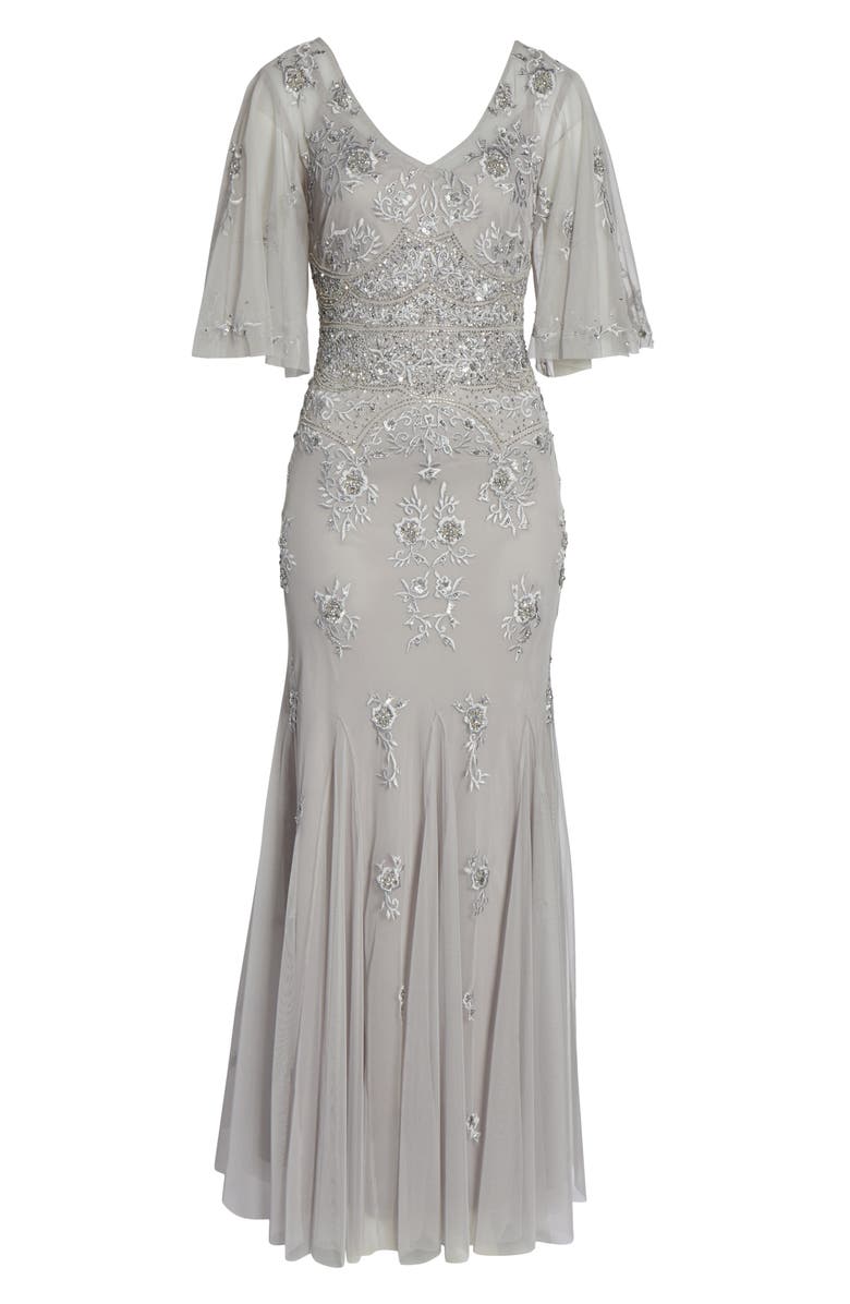 Adrianna Papell Beaded & Embroidered Chiffon Evening Dress, Alternate, color,