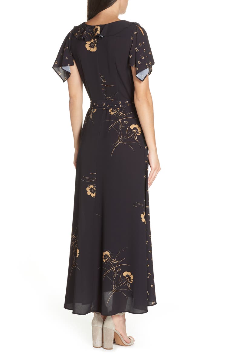 Mahi Faux Wrap Maxi Dress, Alternate, color, UTILITY BLUE/ GOLD