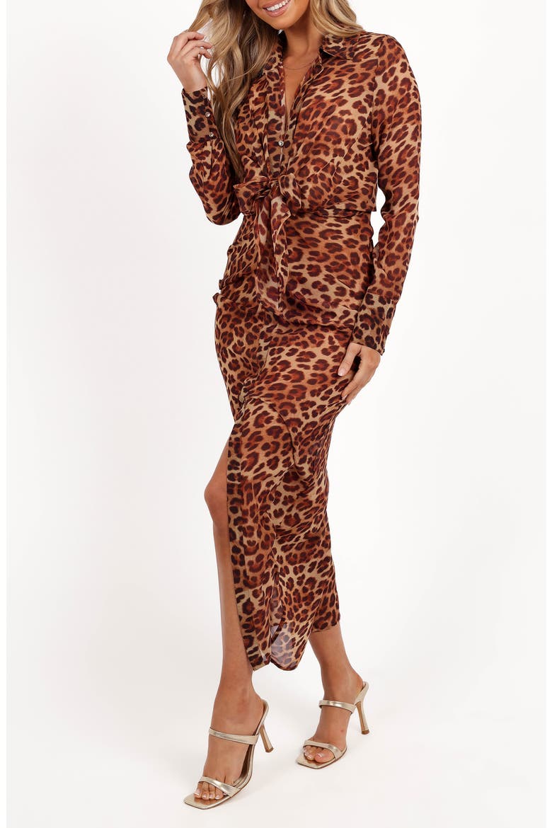 Calista Long Sleeve Shirtdress, Alternate, color, LEOPARD