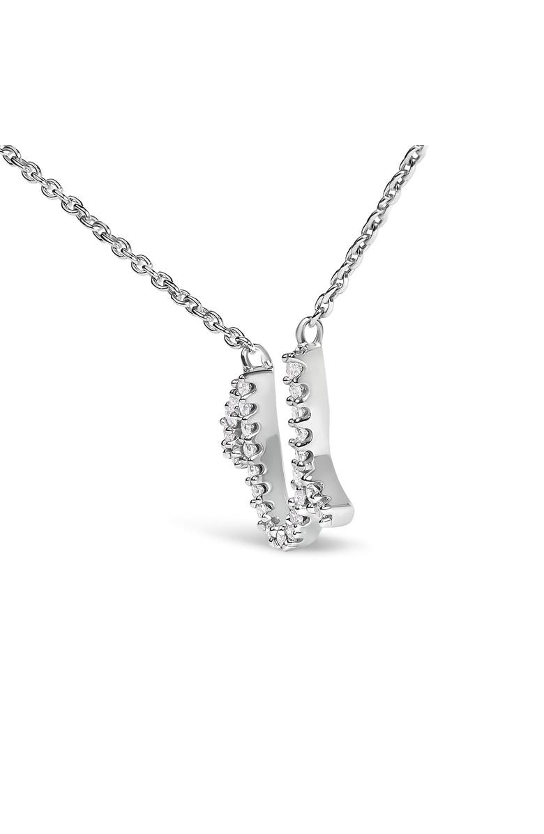 Haus of Brilliance 10K Gold Diamond Accent A-Z Initial Script Style Pendant Necklace, Alternate, color, White | U