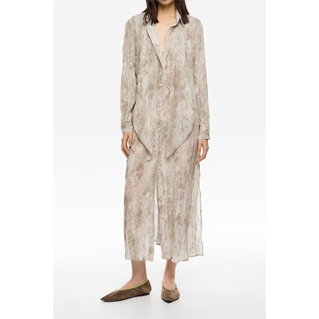 Bimba Y Lola Snake Maxi Tie Pleated Dress In Gray