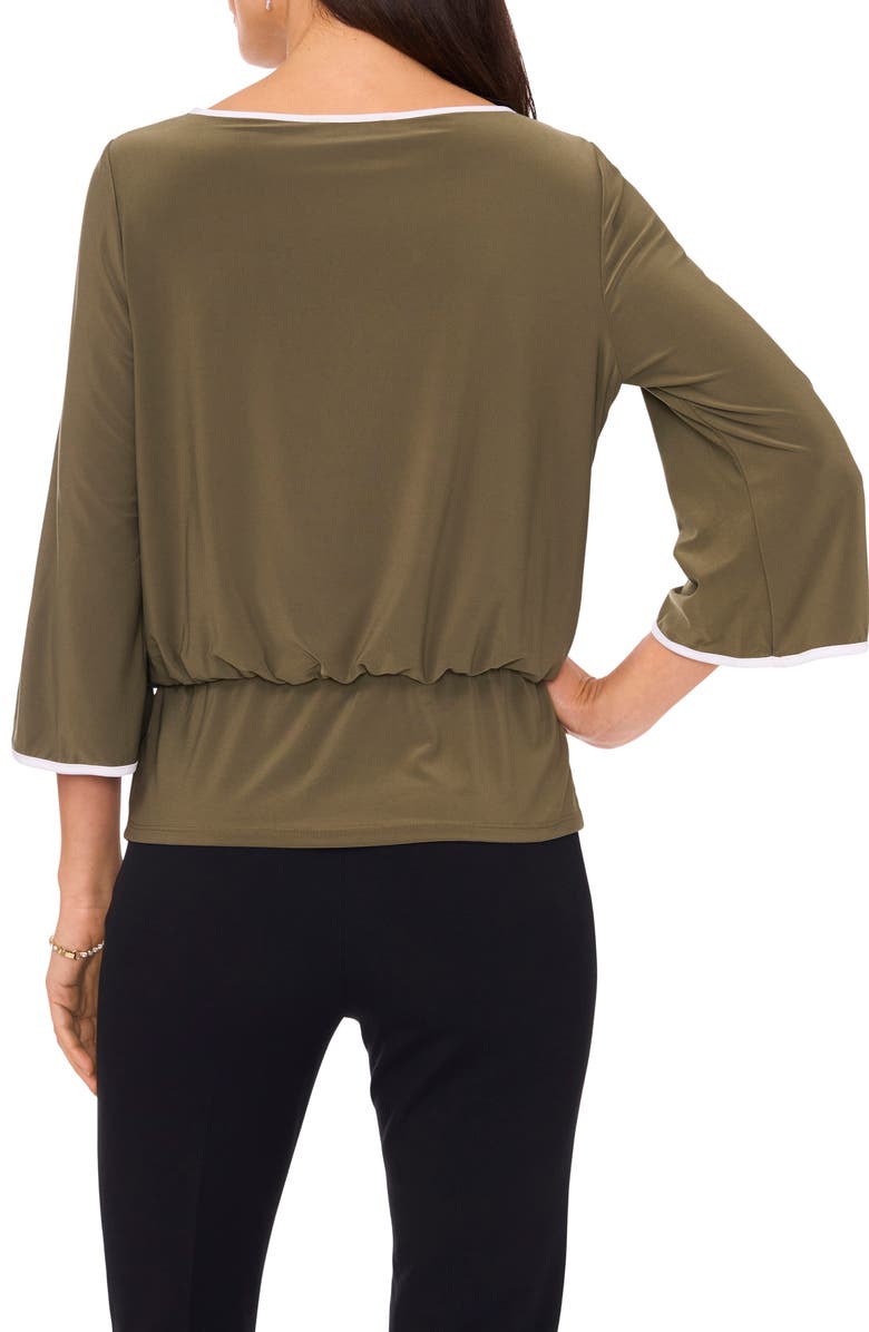 Chaus Banded Waist Flare Sleeve Top, Alternate, color, Olive 300