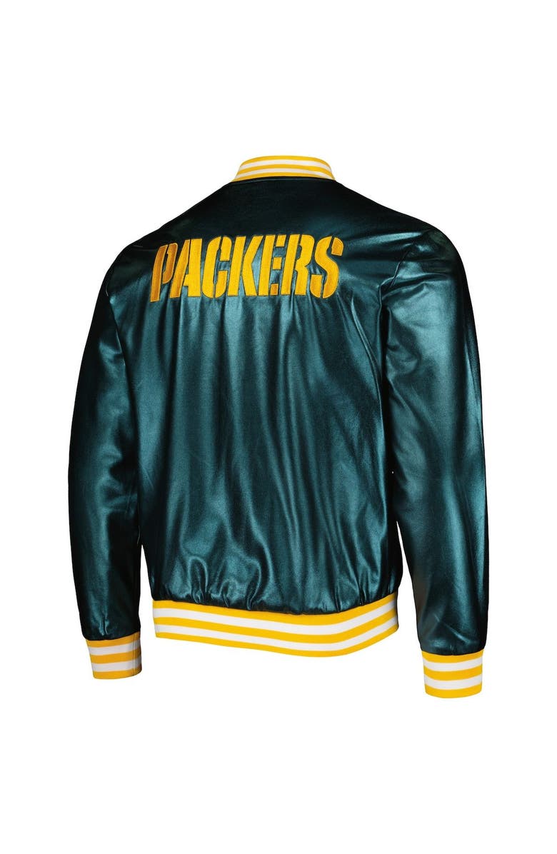 THE WILD COLLECTIVE Men's The Wild Collective Green Green Bay Packers Metallic Bomber Full-Snap Jacket, Alternate, color, Green