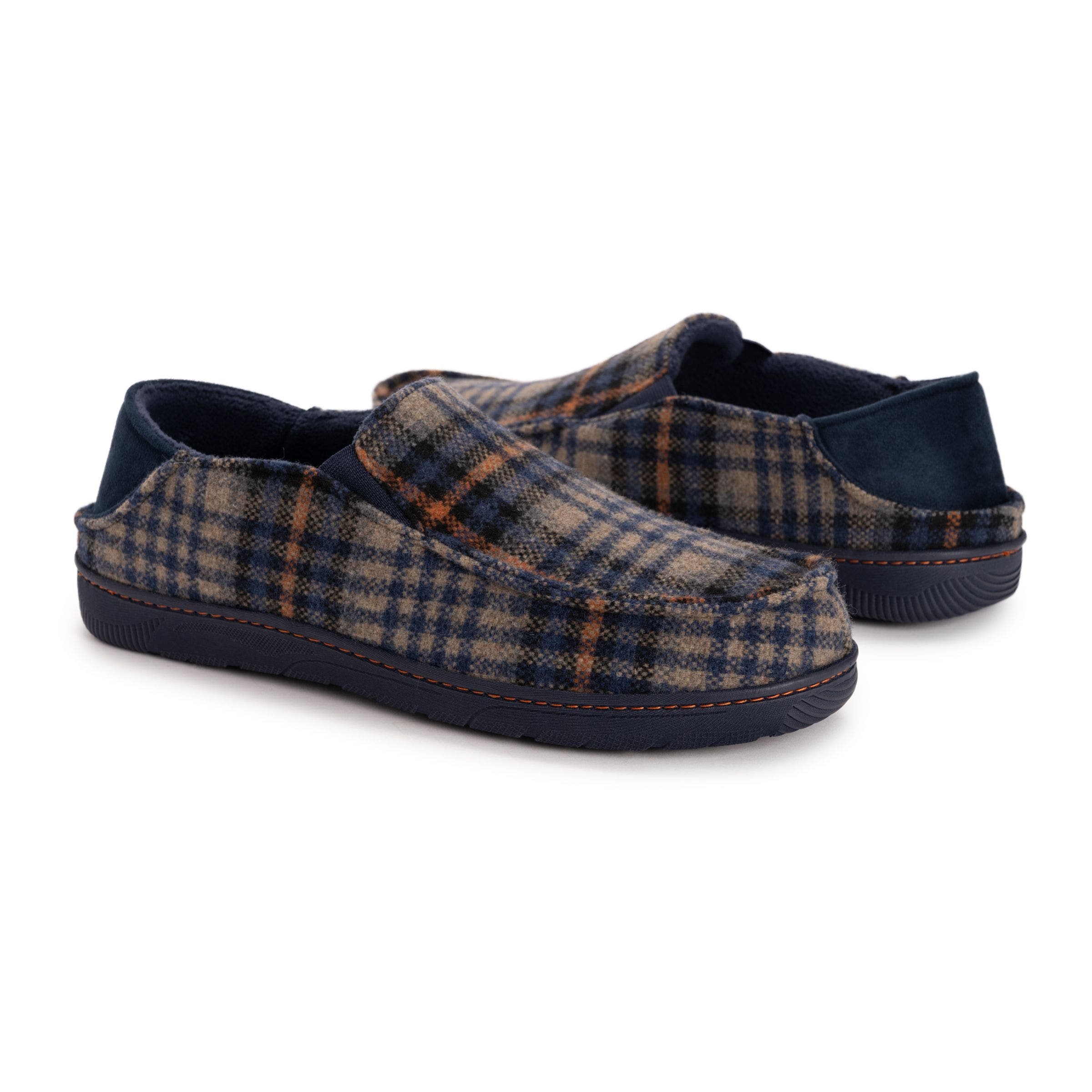 MUK LUKS Owen Step-Down Slipper, Alternate, color, Navy Plaid