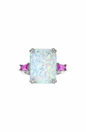 FZN Emerald Cut Lab Grown Opal Ring