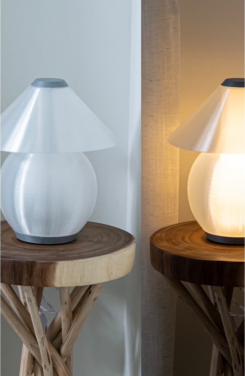 JONATHAN Y Opal 13" Modern Contemporary Plant-Based PLA 3D Printed Dimmable LED Table Lamp, Alternate, color, Light Smoke/Gray