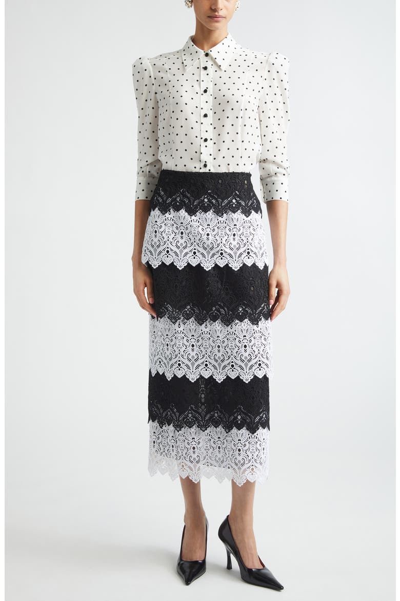 Layered Lace Pencil Skirt, Alternate, color, BLACK/ WHITE