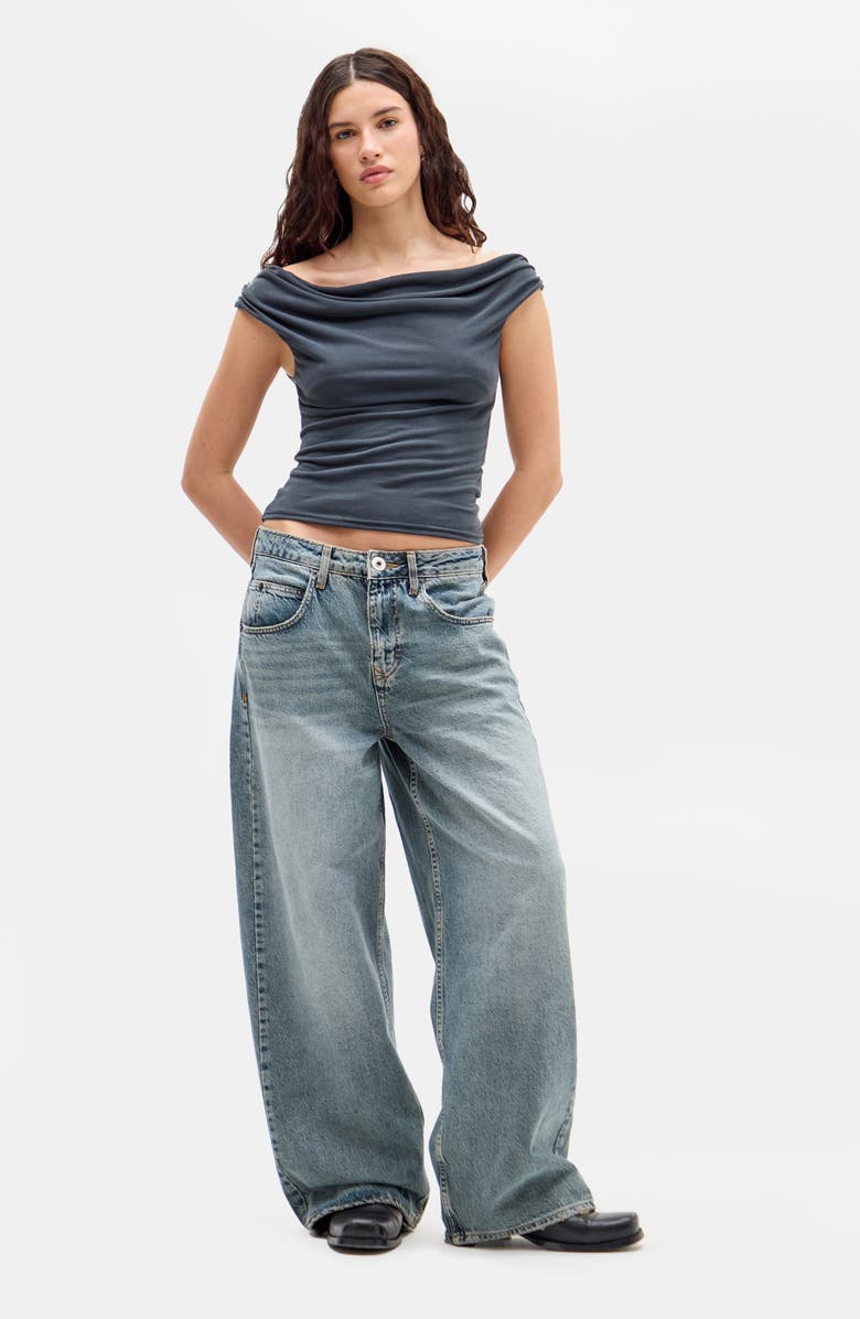 BDG Urban Outfitters Fia Ruched Off the Shoulder Top, Alternate, color, 