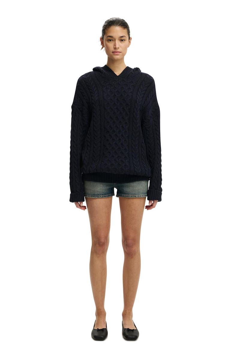 Cotton On Women's Oversized Cable Hoody, Alternate, color, Total Eclipse