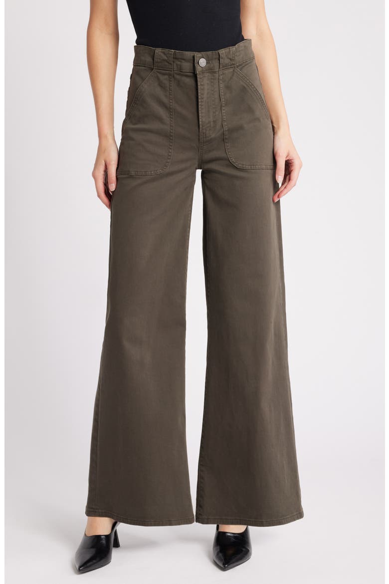 Modern Patch Pocket Wide Leg Pants, Main, color, RICH MILITARY