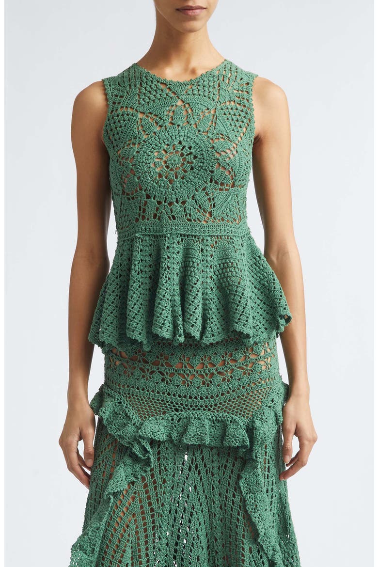 Cora Sleeveless Crochet Top, Main, color, SEA GLASS