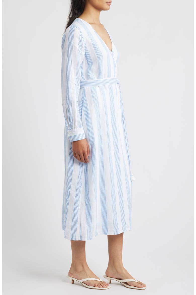 Bayside Isle Long Sleeve Linen Wrap Dress, Alternate, color, PALACE BLUE