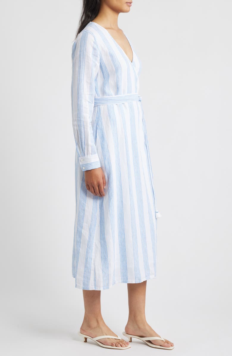 Tommy Bahama Bayside Isle Long Sleeve Linen Wrap Dress, Alternate, color, Palace Blue