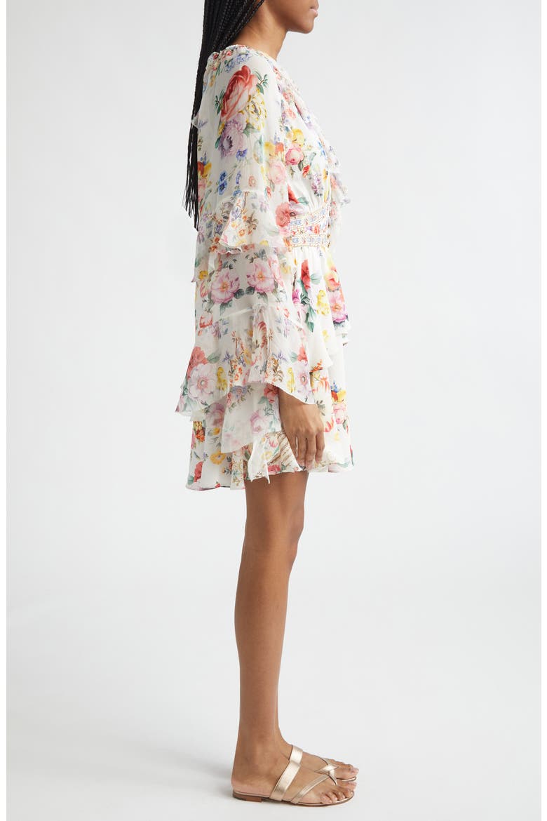 I Left My Heart in Granada Print Long Sleeve Tiered Ruffle Silk Minidress, Alternate, color, I LEFT MY HEART IN GRANADA