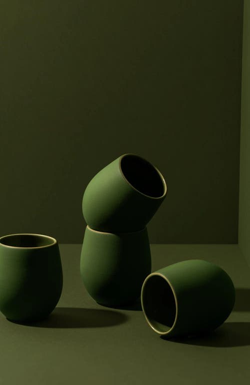 Gharyan Stoneware Coffee/Tea Cup Set of 4 in Green  product