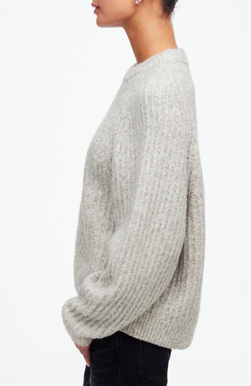 Madewell Marled Rib Cotton & Wool Blend Sweater In Heather Dusk Grey Marl