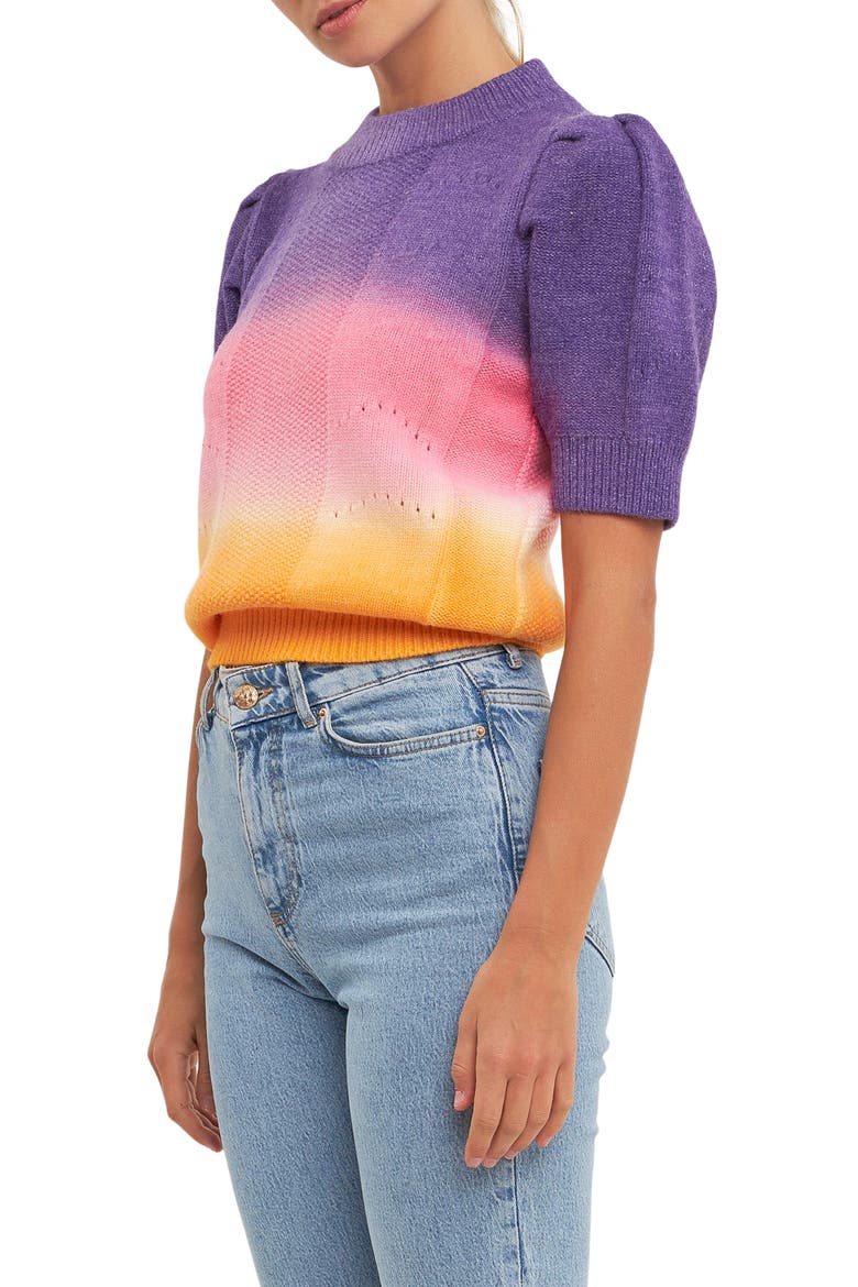 Ombré Sweater, Alternate, color, PURPLE/ ORANGE