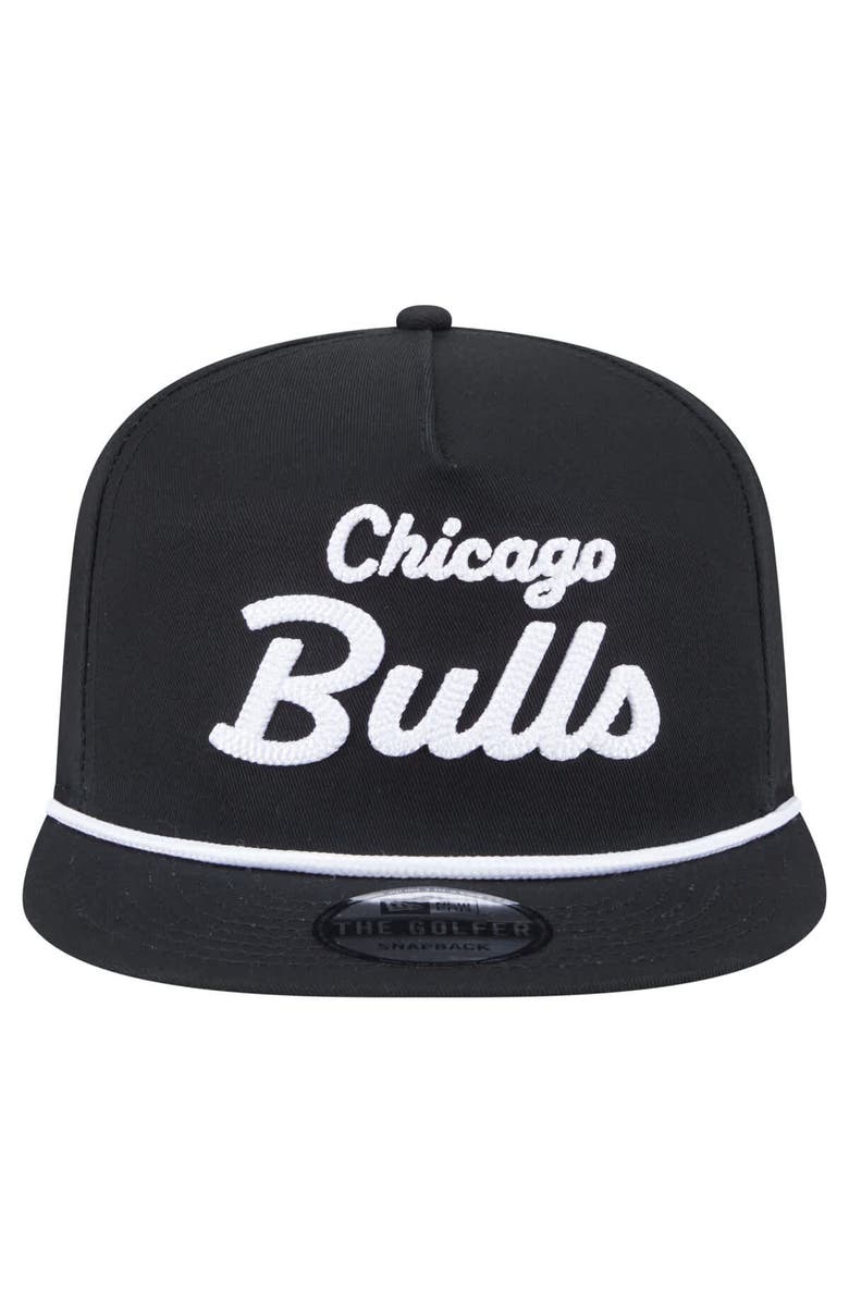 New Era Men's New Era Black Chicago Bulls Team Text Golfer Snapback Hat, Alternate, color, 