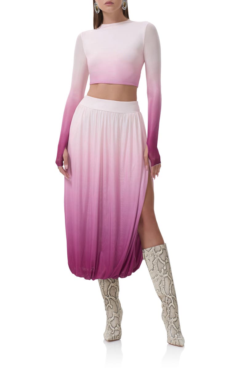 AFRM Kyomi Ombré Bubble Skirt, Alternate, color, Mauve Ombre