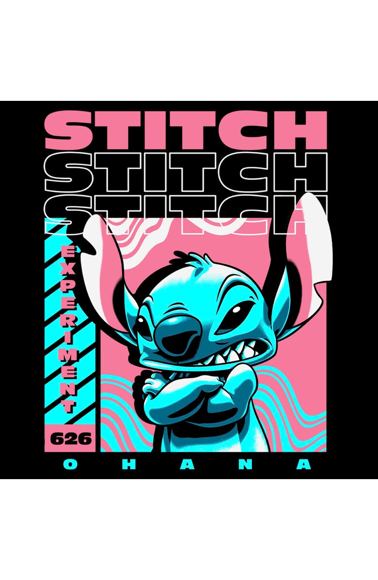 Lilo & Stitch Men's Lilo & Stitch Blue and Pink Stitch Poster Graphic T-Shirt, Alternate, color, Black