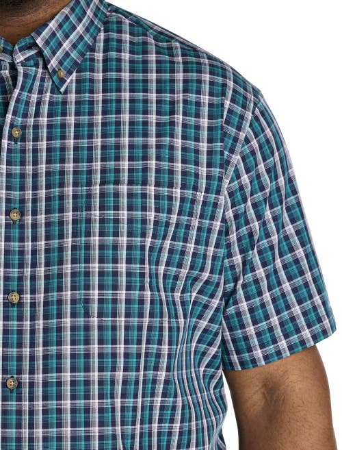 Harbor Bay By Dxl Big & Tall Easy-care Plaid Sport Shirt In Green