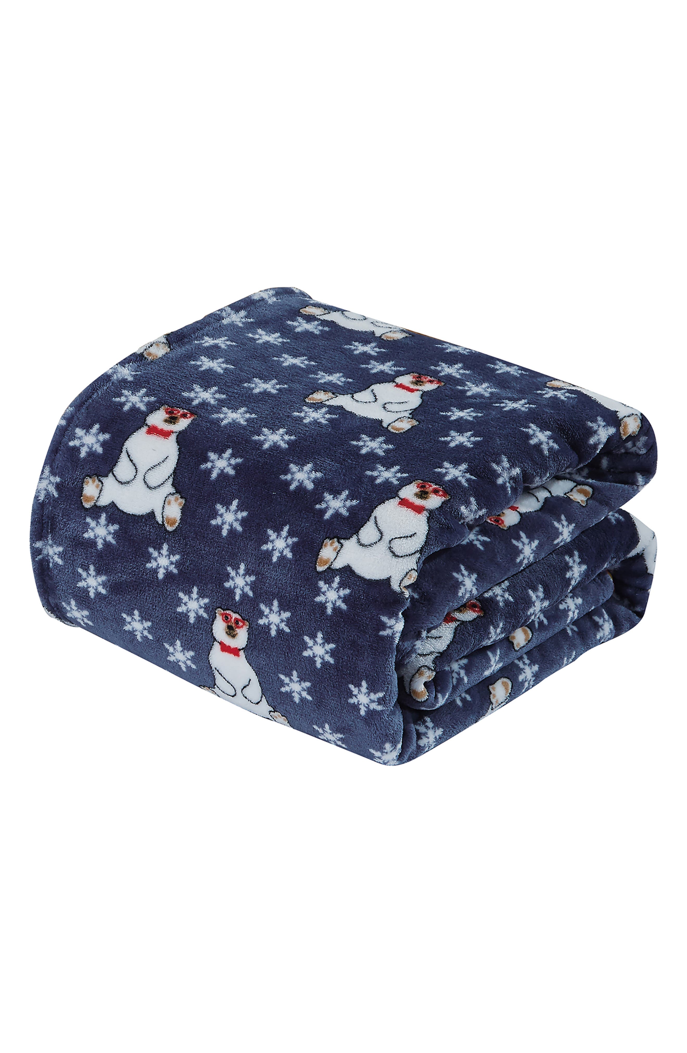 Luxury Home Holiday Bear & Snowflake Plush Fleece Throw Blanket ...